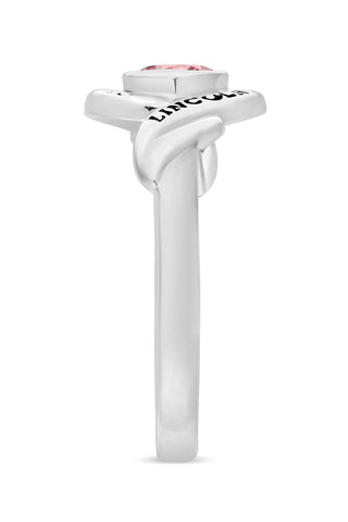 Ladies' Sterling Silver Swirl Bypass Round Birthstone Class Ring