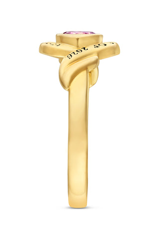 Ladies' 14K Gold over Sterling Swirl Bypass Round Birthstone Class Ring