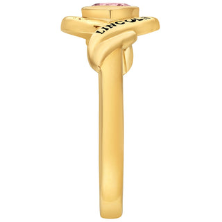 Ladies' 14K Gold over Sterling Swirl Bypass Round Birthstone Class Ring