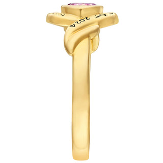 Ladies' 14K Gold over Sterling Swirl Bypass Round Birthstone Class Ring