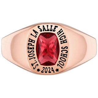 Ladies' 14k Rose Gold Plated Minimal Birthstone Signet Class Ring