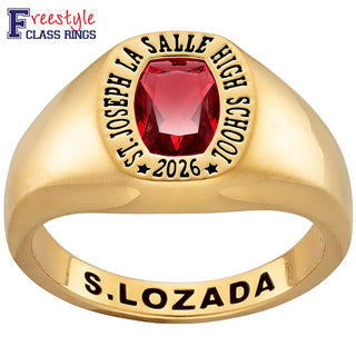 Ladies' 14K Gold over Sterling Minimal Birthstone Signet Freestyle Class Ring