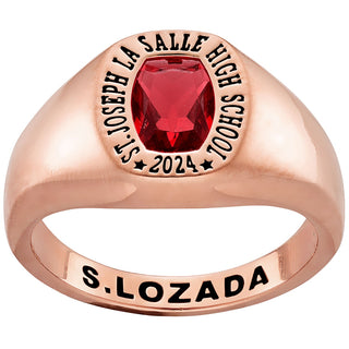 Ladies' 14K Rose Gold over Sterling Minimal Birthstone Signet Class Ring
