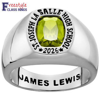Men's Platinum Plated Minimal Birthstone Signet Freestyle Class Ring