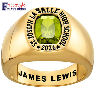 Men's 14k Gold Plated Minimal Birthstone Signet Freestyle Class Ring