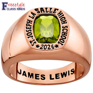 Men's 14k Rose Gold Plated Minimal Birthstone Signet Freestyle Class Ring