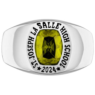 Men's Sterling Silver Minimal Birthstone Signet Class Ring