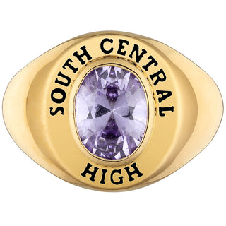 Ladies' 14K Gold over Sterling Minimal Oval Birthstone Signet Class Ring