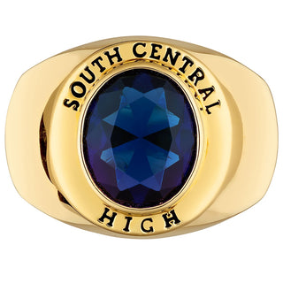 Men's 14k Gold Plated Minimal Oval Birthstone Signet Class Ring