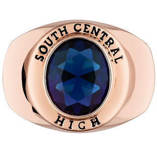 Men's 14k Rose Gold Plated Minimal Oval Birthstone Signet Class Ring