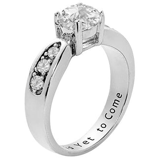 Platinum over Sterling Brilliant White Topaz Engraved Wedding Ring