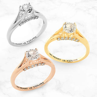 Platinum over Sterling Brilliant White Topaz Engraved Wedding Ring