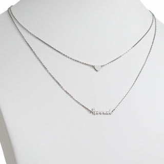 Stainless Steel Mini Name and Heart Layered Double Necklace