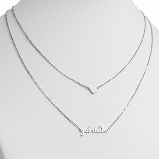 Stainless Steel Lowercase Mini Name and Heart Layered Double Necklace