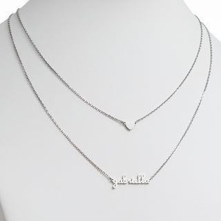 Stainless Steel Lowercase Mini Name and Heart Layered Double Necklace