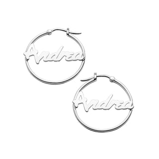 Personalized Bold Script Name Small Hoop Earrings