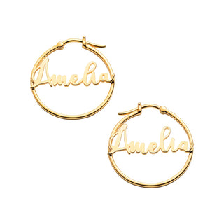 Personalized Script Name Small Hoop Earrings