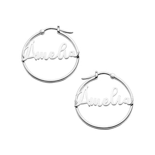 Personalized Script Name Small Hoop Earrings