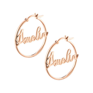 Personalized Script Name Small Hoop Earrings