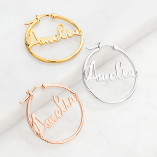 Personalized Script Name Small Hoop Earrings