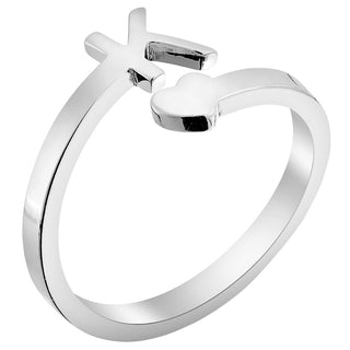 Silver Plated Initial and Heart Bypass Ring