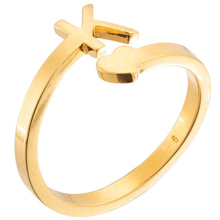 14K Gold Plated Initial and Heart Bypass Ring