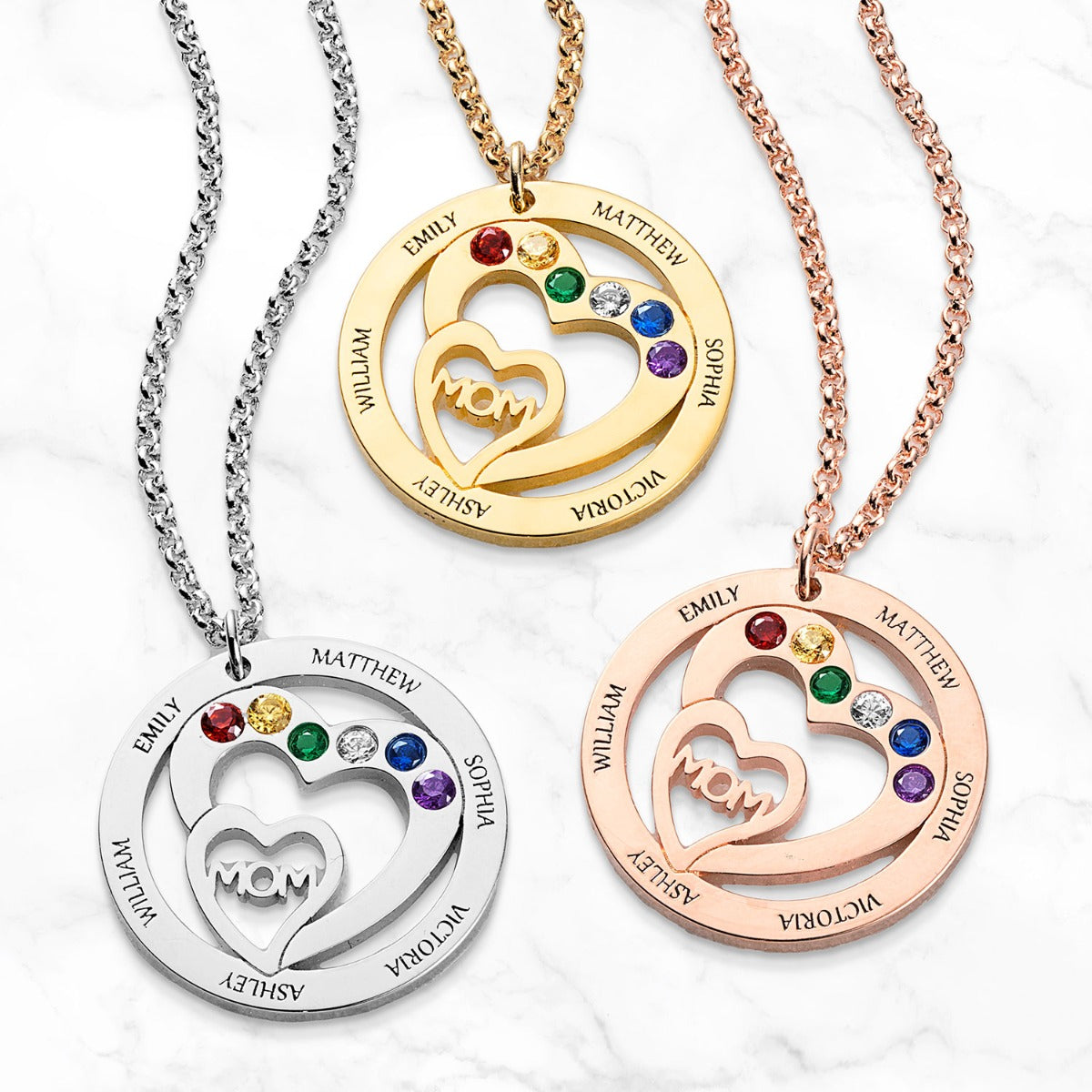 Mom Birthstone Heart Necklace – Limoges Jewelry