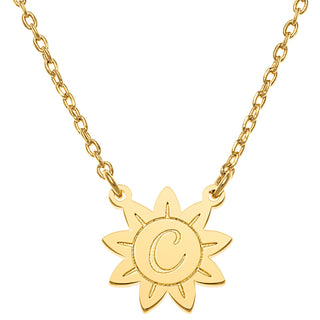 Personalized  Engraved Initial Sunflower Necklace