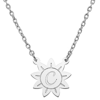 Personalized  Engraved Initial Sunflower Necklace