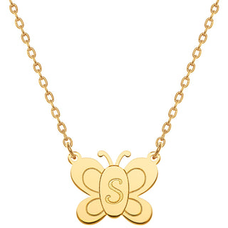 Personalized  Engraved Initial Butterfly Necklace