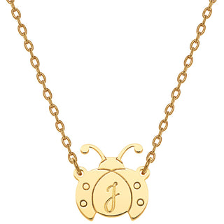 Personalized  Engraved Initial Ladybug Necklace