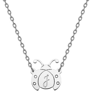 Personalized  Engraved Initial Ladybug Necklace