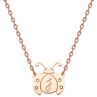 Personalized  Engraved Initial Ladybug Necklace