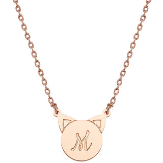 Personalized Engraved Initial Cat Necklace