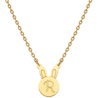 Personalized Engraved Initial bunny Necklace