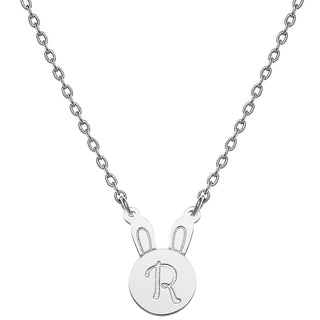 Personalized Engraved Initial bunny Necklace