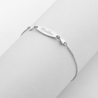 Personalized Engraved Name Mini Oval with Hearts ID Bracelet