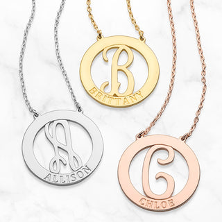 Engraved initial necklace
