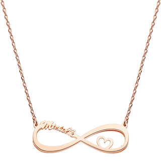 3-D Infinity Name with Heart Necklace