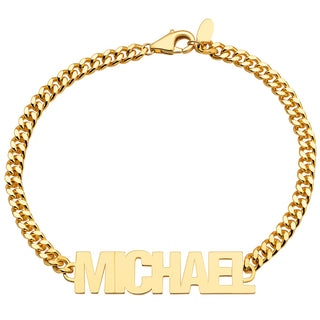Bold Urban Nameplate Bracelet - Your choice Silver, 14K Gold or 14K Rose Gold Plated
