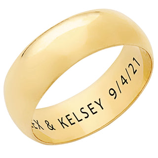 14K Gold over Sterling Inside Engraved Wedding Band (7mm)