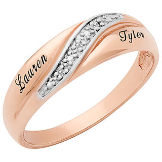 14K Rose Gold over Sterling Men's Diamond Accent Engraved Wedding Band