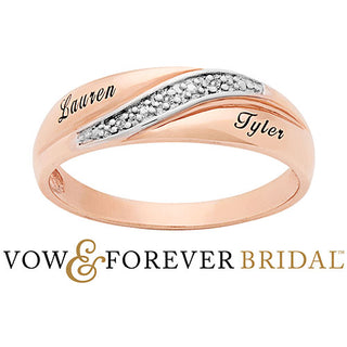 14K Rose Gold over Sterling Men's Diamond Accent Engraved Wedding Band