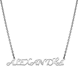 10K White Gold Fancy Script Uppercase Name Necklace