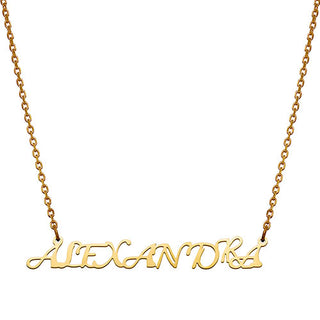 10K Yellow Gold Fancy Script Uppercase Name Necklace