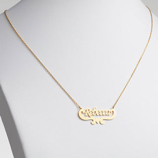 10K Yellow Gold Script Name with Heart Scroll Necklace