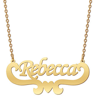 10K Yellow Gold Script Name with Heart Scroll Necklace