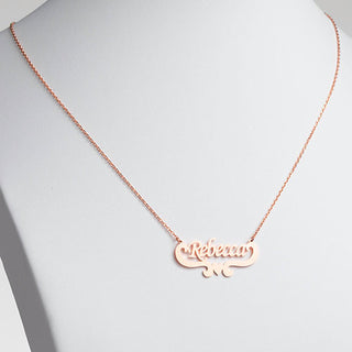 10K Rose Gold Script Name with Heart Scroll Necklace