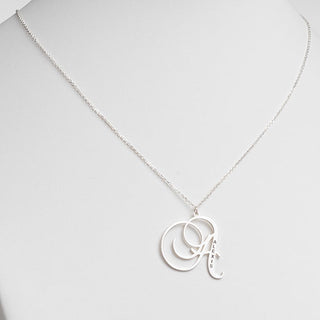 10K White Gold Initial With Engraved Name Necklace
