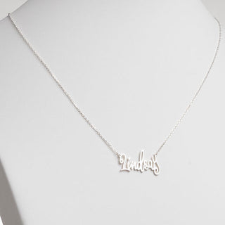 10K White Gold Fancy Script Name Necklace